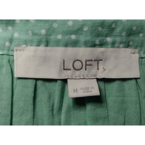 Ann Taylor Loft Polka Dot Lagenlook Top Size M Crotchet Lace Trim Peasant Green - Picture 6 of 7